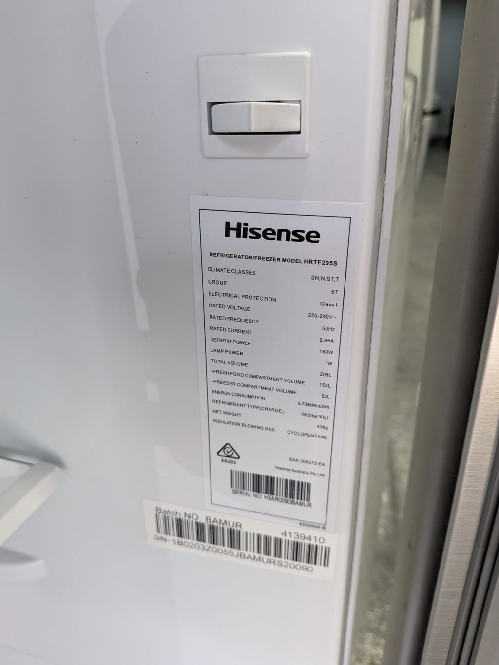 Hisense 205L Top Mount Refrigerator - Stainless Steel
