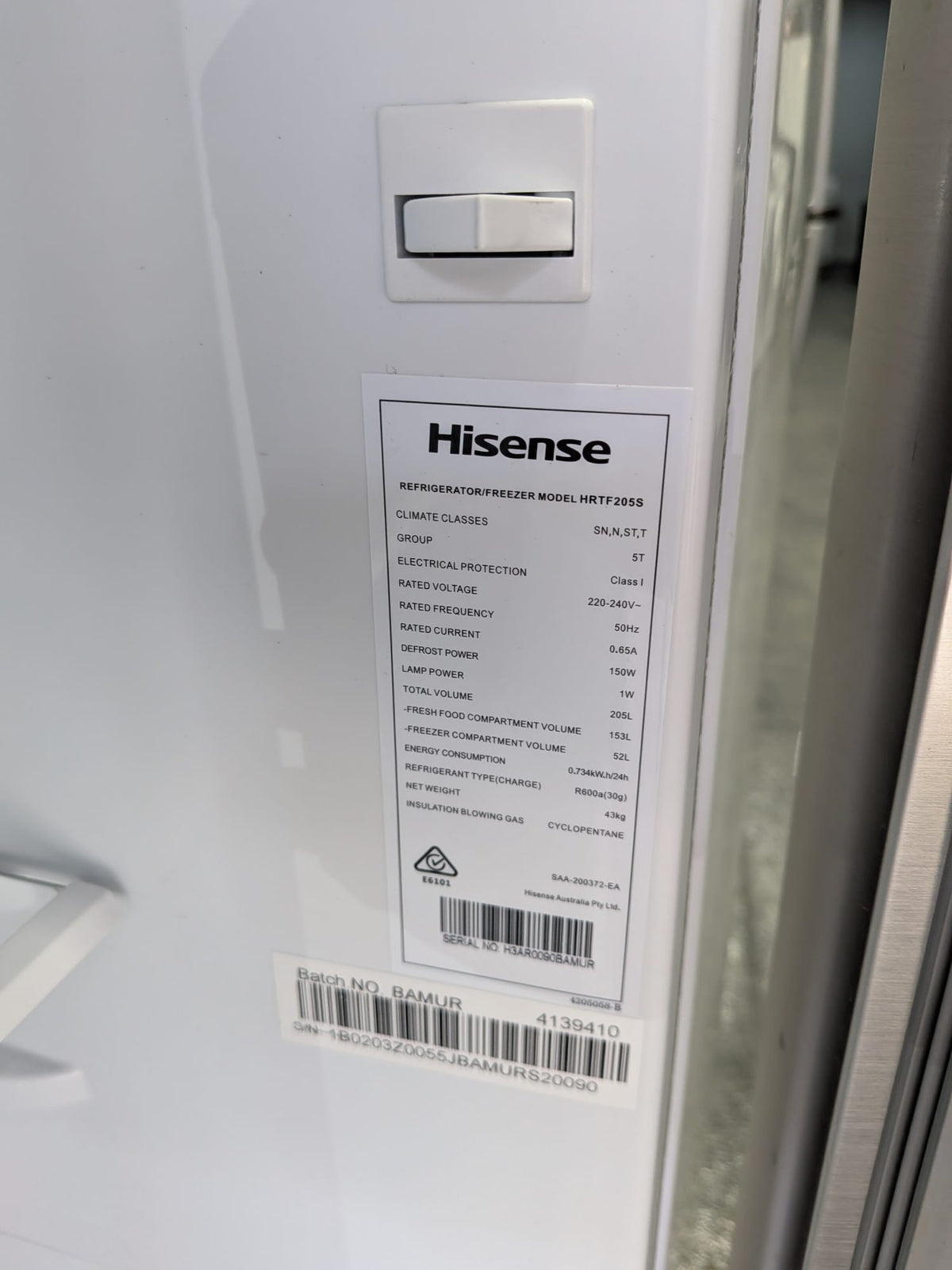 Hisense 205L Top Mount Refrigerator - Stainless Steel