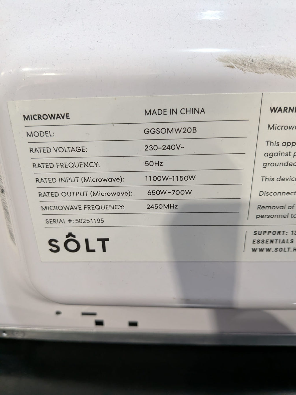 20L 700W Benchtop Microwave