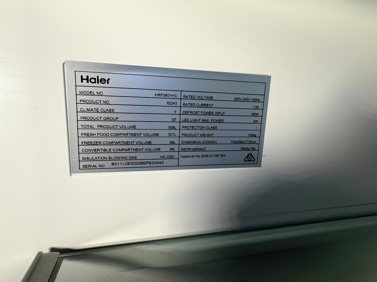 Haier 508L Quad Door Refrigerator Freezer with Water Dispenser, Black