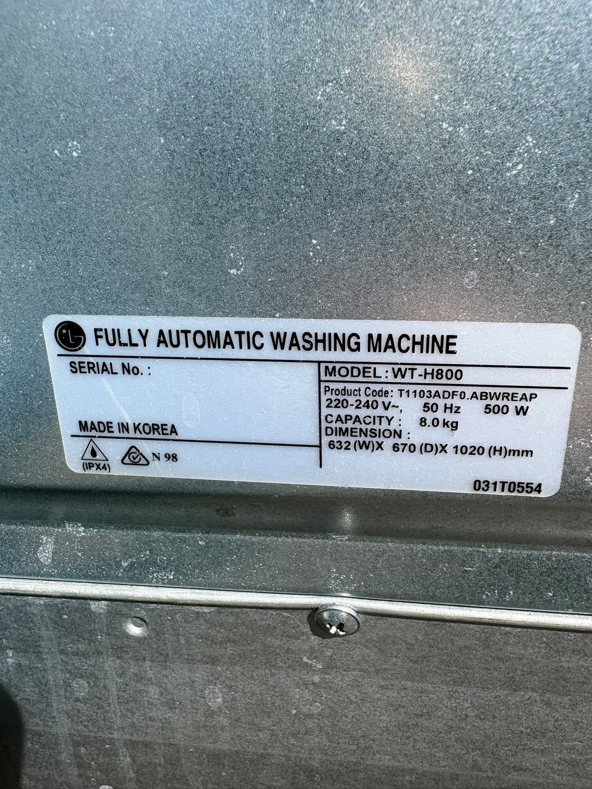 LG 8kg Top Load Washing Machine