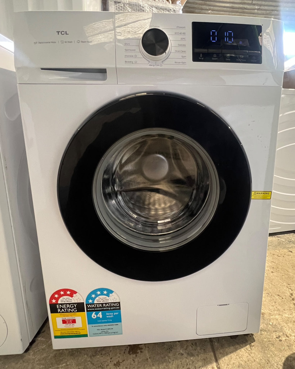 TCL 7.5kg Front Load Washing Machine P108FLW - White