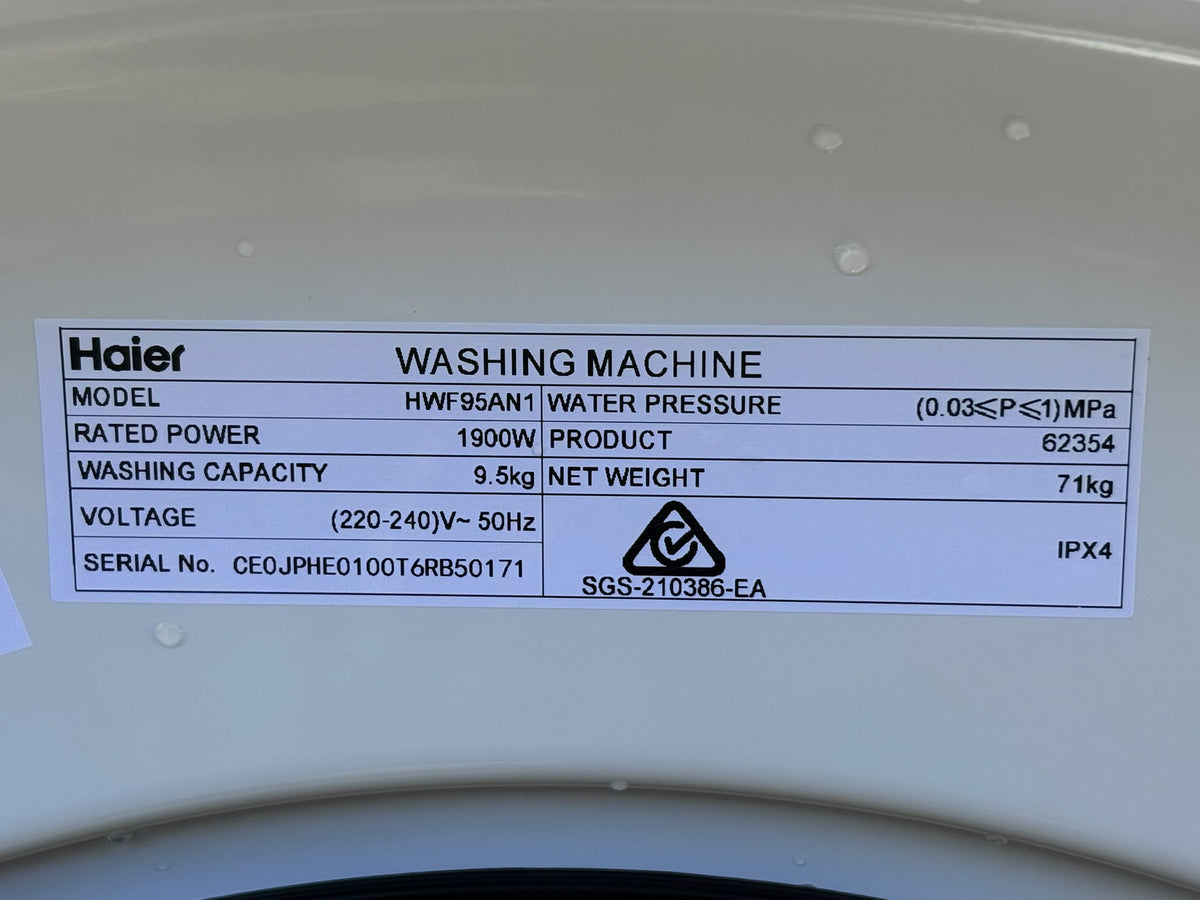 Haier HWF95AN1 9.5kg 500 Series Front Loader Washing Machine – White